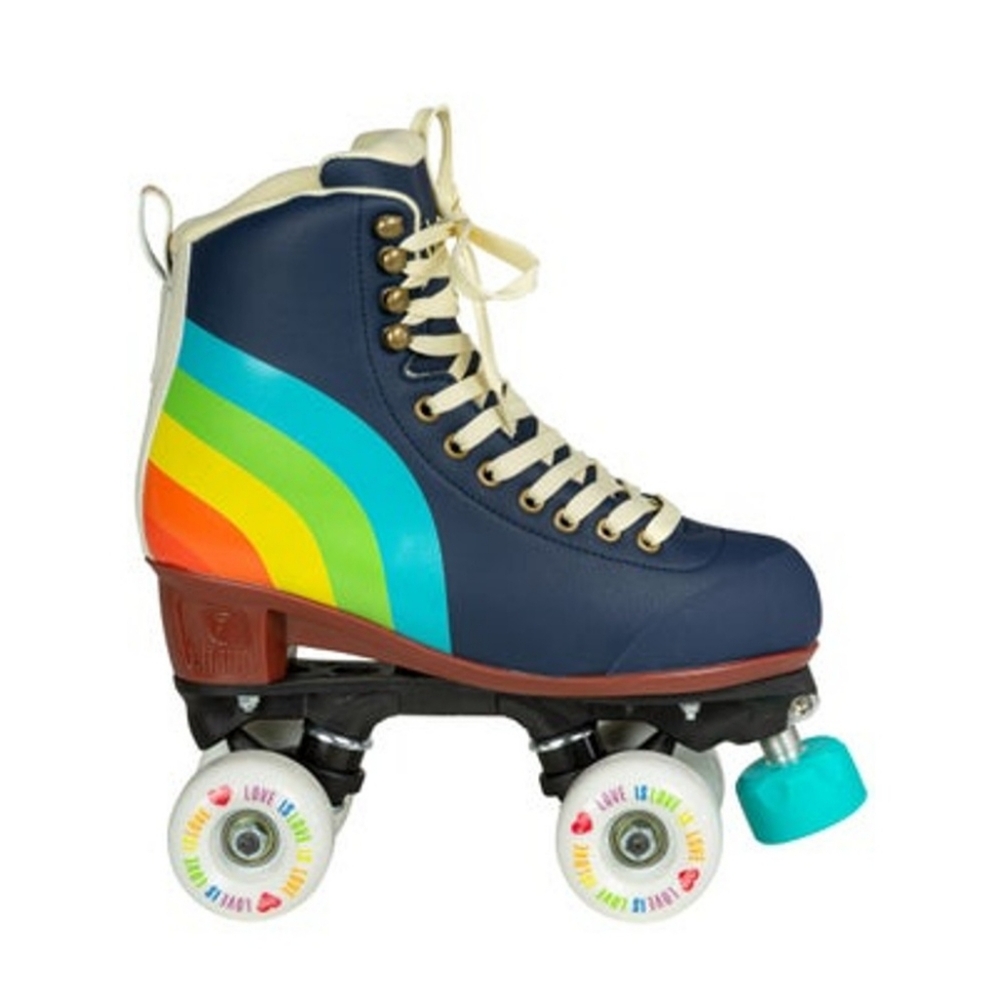 Retro Rainbow Roller Skates - Navy